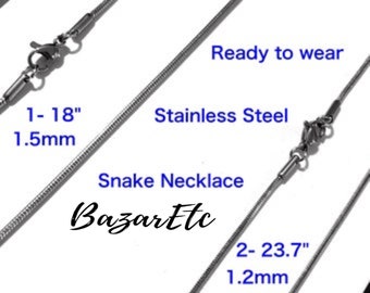 Collier chaîne serpent en acier inoxydable, accessoires de fabrication de bijoux