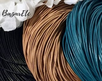 2mm Leather Cord: Black, Brown, Blue, DIY Jewelry Making