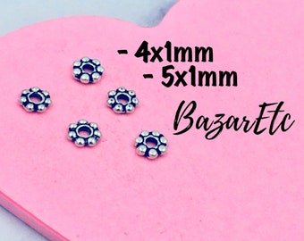 50pcs or BULKS 4 mm SPACERS Bead Flower Tibetan Style Silver Beads Jewelry Making Beading Supplies Round Bead Caps Cones Wholesale DIY