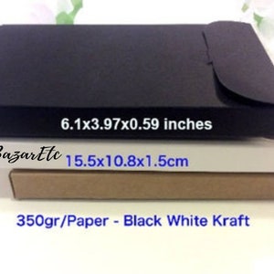 10,8 x 15,5 x 1,5 cm boîte noir blanc kraft bricolage douche mariage boîte de mariée emballage de bijoux emplacement cadeau de fête faveurs mailers artisanat, boîte pour paresseux