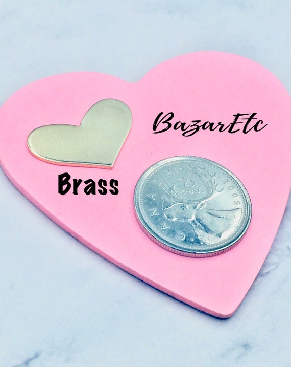 24x16mm Heart BRASS BLANK Tone Gold Golden Heart Love Stamping