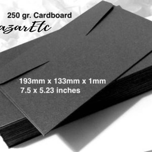 10 pièces 5X7" - Enveloppes CARTON NOIR brillant 250 g, emballage de mariage et de mariée, enveloppe cadeau de fête, enveloppes en carton d'invitation de publipostage