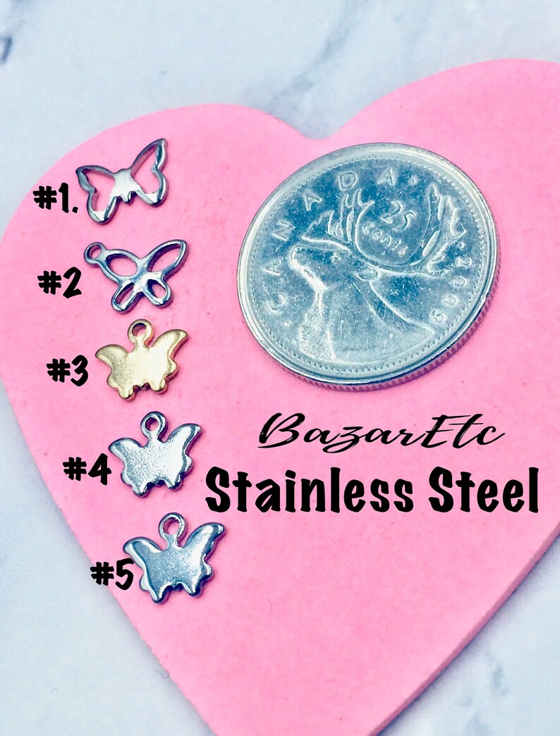 BUTTERFLY CHARM 304 Stainless Steel Diy Pendant Connector Charm Findings Hardware Craft Supplies Handmade Jewelry Lucky DoIt Yourself Insect image 2