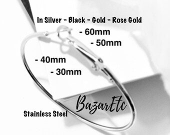 316L Stainless Steel Hoop Earrings, Minimalist Thin Classic Hoops