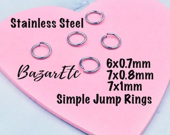 304 Stainless Steel Jump Rings, DIY Jewelry Making (7x0.8mm)