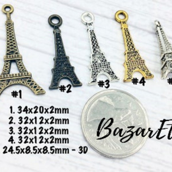 5 pcs BULKS EIFFEL TOWER Jewelry Supply Wholesale Pendant Connector Charm Metal Alloy Craft Supplies Paris Silver Gold Bronze Making Supply