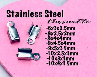 20pcs Stainless Steel Crimp Ends, DIY Jewelry Connector Clamps