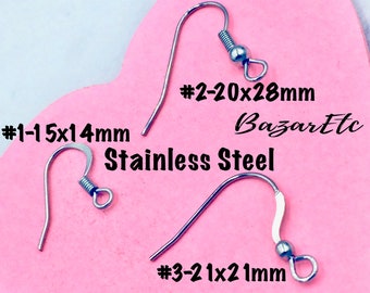 2 or Bulks HOOKS 304 Stainless Steel Earrings Component Supplies Wholesale Findings Stopper Jewelry Making Findings Earring Backs DIY Hooks