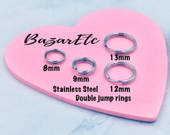 100pcs Stainless Steel Double Jump Rings, Jewelry Making (8-9-12-13 mm)