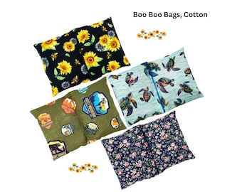 Cotton Boo Boo Bag – Reusable cold pack, Flax Seed Filled. Stays soft when frozen. Great for pain relief, accidents, or injuries.