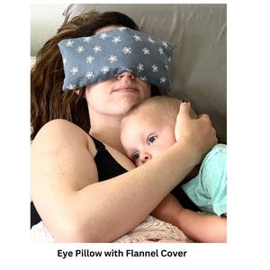 Aromatherapy Eye Pillow, Flax Seed Filled, with Washable Flannel Cover, to Heat in the Microwave