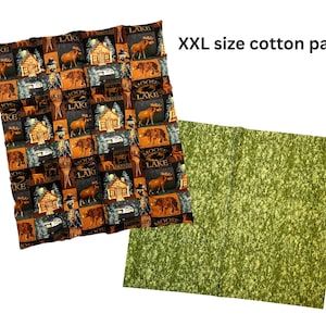 Pain relief, XXL size cotton flax seed pad. Freeze for soothing relief of back, leg, or shoulder pain or as a cooling, weighted blanket.