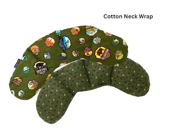 Cotton Neck Wrap, Flax Seed Cold Pack for Gentle, Soothing Pain Relief. Aromatherapy Options