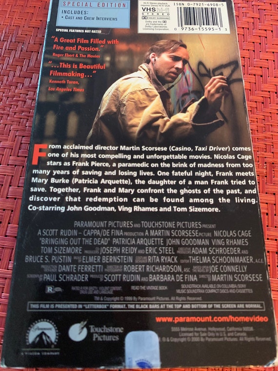 Bringing Out The Dead Vhs Horror Movie Etsy