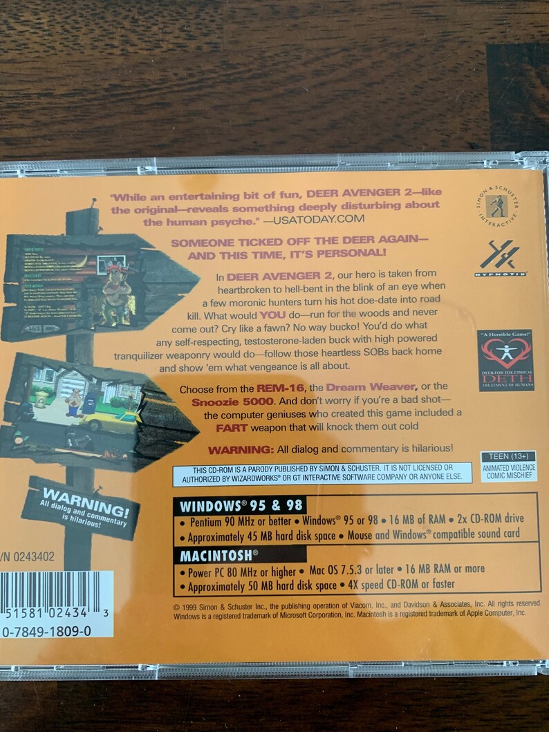 Deer Avenger 2 Windows Mac Game CD Rom