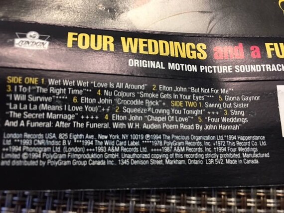 Four Weddings And A Funeral Movie Soundtrack Cassette Tape Etsy