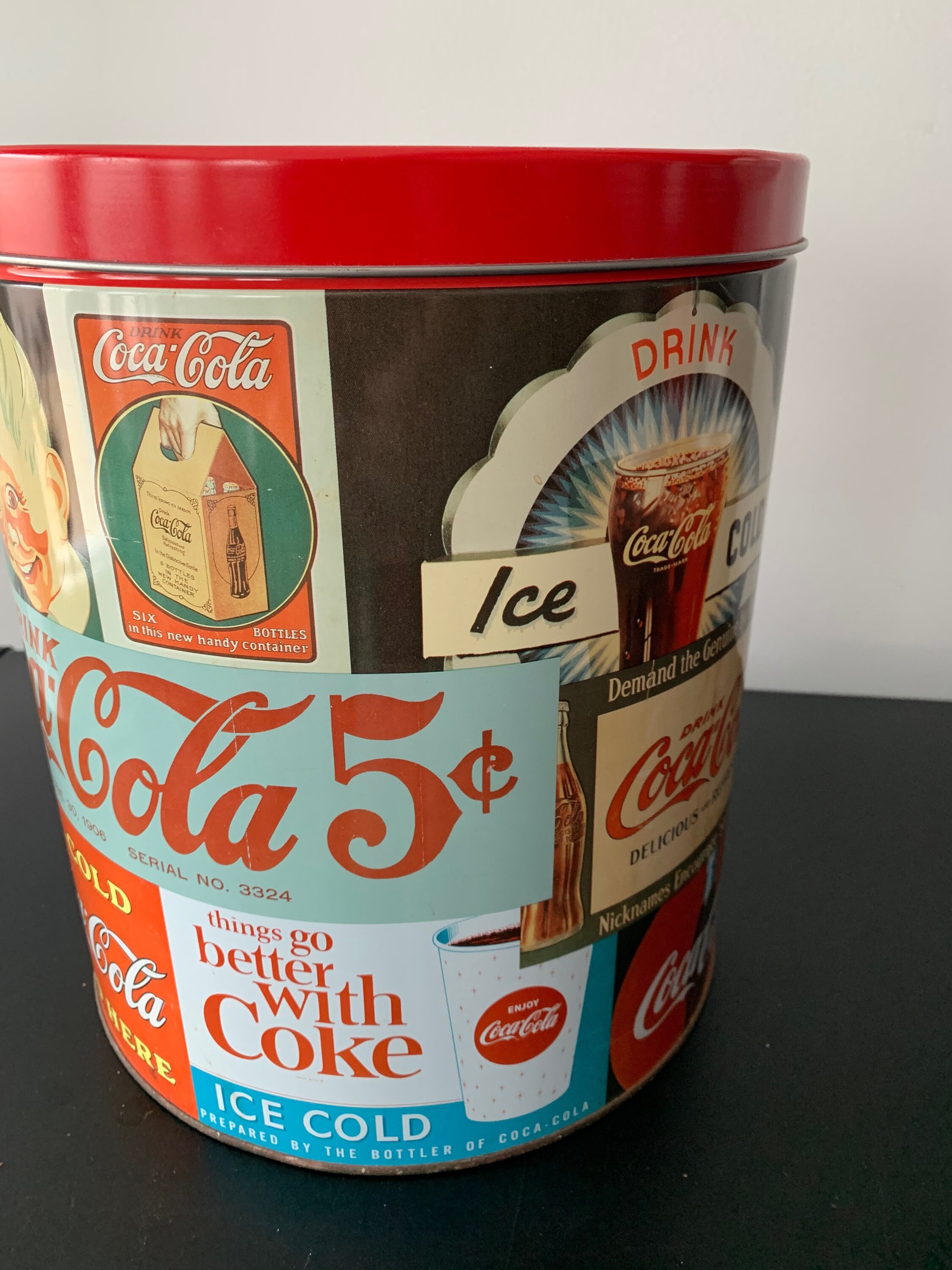 Cocacola Coke Popcorn Tin Can With History of Logos Vintage Etsy Norway