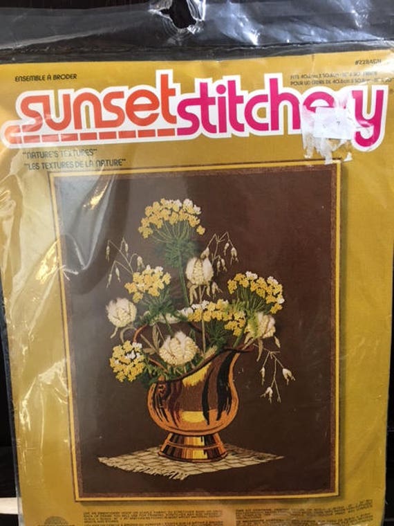 Wonder Art Stitch-A-Sampler #5061 Peace and Plenty or Sunset Stitchery Basket of Fall Flowers #2283 Vintage Embroidery Kit YOUR CHOICE