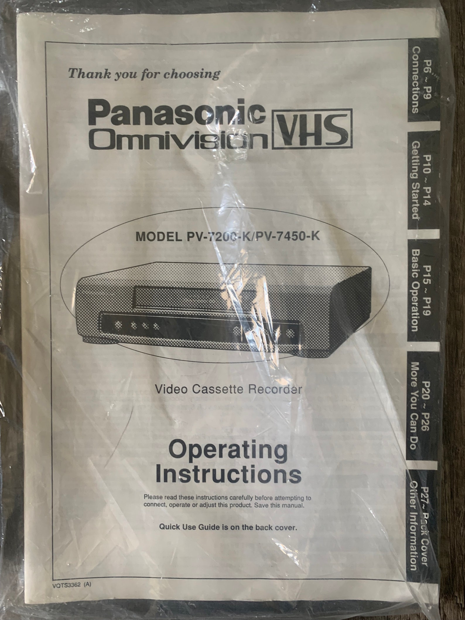 Panasonic Omnivision VHS Player Model PV7200K/PV7450K With Etsy