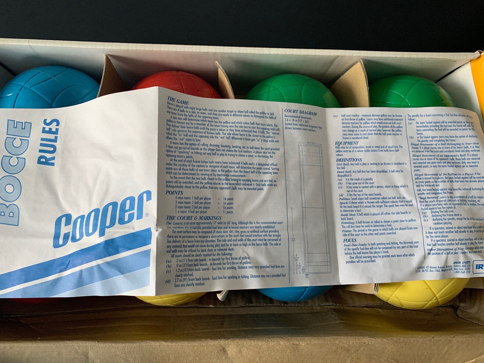 Recreational Bocce Ball Set Cooper in Original Box Etsy Canada