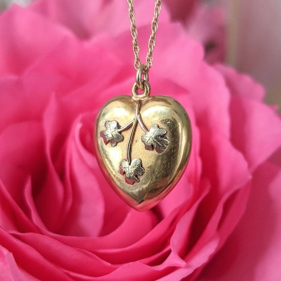 Antique 15ct Gold Heart Charm Puffy Heart Pendant
