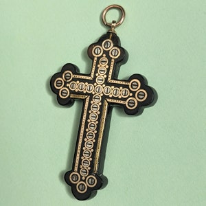 Antique Piqué Gold & Silver Cross Pendant
