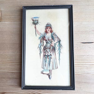 Vintage Framed Silk Print &quot;The Scotch Thistle&quot; 1899 by Wilhelm Costume Designs