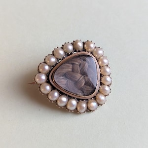 RESERVED** Georgian 15ct Gold Pearl Mourning Hair Brooch