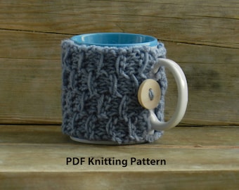PDF Knitting Pattern/ Coffee mug cozy pattern pdf knit/ Easy Knitting Pattern/ Knit coffee cozy/ Pattern tea cozy/ Easy knit coffee cozy