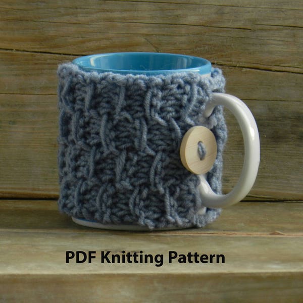 PDF Knitting Pattern/ Coffee mug cozy pattern pdf knit/ Easy Knitting Pattern/ Knit coffee cozy/ Pattern tea cozy/ Easy knit coffee cozy
