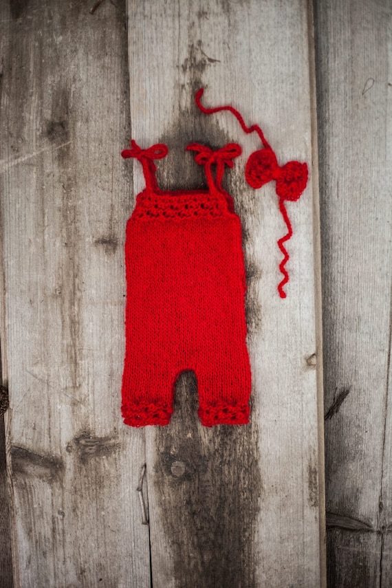 red knitted romper