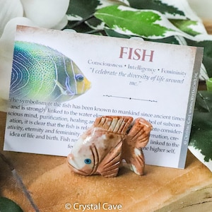 Soapstone Fish - Spirit Animal Totem Power Gemstone Crystal Stone Statue Home Sculpture Altar Natural Decoration Interior Gift Carving Peru