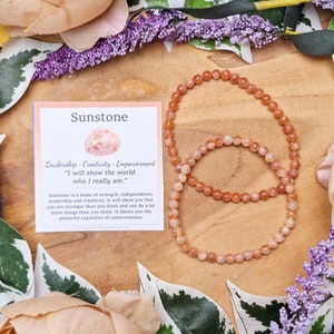 Sunstone Bracelet / Round Beads 4mm High Grade Quality Genuine Natural Gemstone Stone Beaded Carved Jewelry Men Women Bead Clear Sun