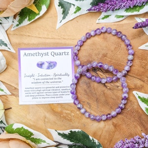 Amethyst Quartz Bracelet Round Beads 6mm High Grade Quality Genuine Natural Gemstone Stone Beaded Carved Jewelry Men Women Crystal Bead Gem
