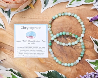 Chrysoprase Bracelet Round Beads 6mm High Grade Quality Genuine Natural Gemstone Stone Beaded Jewelry Men Women Crystal Bead Gem Rock White