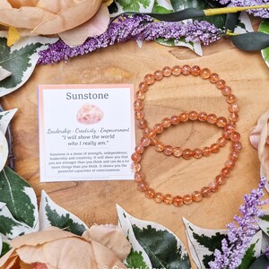 Sunstone Bracelet / Round Beads 6mm High Grade Quality Genuine Natural Gemstone Stone Beaded Carved Jewelry Men Women Bead Clear Sun