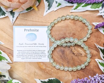 Prehnite Bracelet / Round Beads 8mm High Grade Quality Genuine Natural Gemstone Stone Beaded Carved Jewelry Men Women Crystal Bead Gem