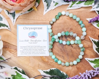 Chrysoprase Bracelet Round Beads 8mm High Grade Quality Genuine Natural Gemstone Stone Beaded Jewelry Men Women Crystal Bead Gem Rock White