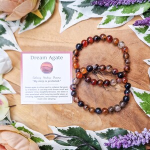 Dream Agate Bracelet / Round Beads 8mm High Grade Quality Genuine Natural Gemstone Stone Beaded Jewelry Men Women Crystal Bead Gem Brown