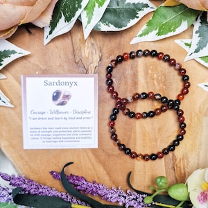 Sardonyx Bracelet / Round Beads 6mm High Grade Quality Genuine Natural Gemstone Stone Beaded Carved Jewelry Men Women Crystal Bead Gem