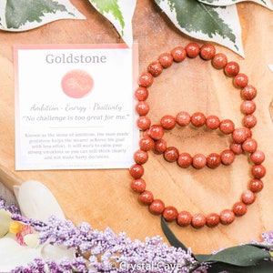 Goldstone Bracelet / Round Beads 8mm High Grade Quality Genuine Gemstone Stone Beaded Jewelry Men Women Crystal Bead Gem Rock Synthetic