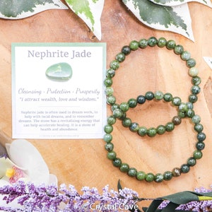 Nephrite Jade Bracelet / Round Beads 6mm High Grade Quality Genuine Natural Gemstone Stone Beaded Jewelry Men Women Crystal Bead Gem Rock