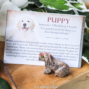 Soapstone Puppy - Spirit Animal Totem Power Gemstone Crystal Stone Statue Home Sculpture Altar Natural Decoration Interior Gift Carving Peru