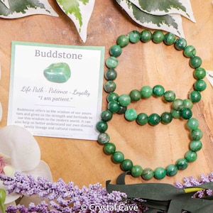 Buddstone Bracelet / Round Beads 8mm High Grade Quality Genuine Natural Gemstone Stone Beaded Carved Jewelry Men Women Crystal Bead Prase