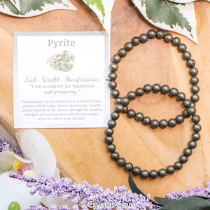 Pyrite Bracelet / Round Beads 6mm High Grade Quality Genuine Natural Gemstone Stone Beaded Jewelry Men Women Crystal Bead Gem Rock Silver