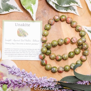 Unakite Bracelet / Round Beads 10mm High Grade Quality Genuine Natural Gemstone Stone Beaded Jewelry Men Women Crystal Bead Gem Jasper