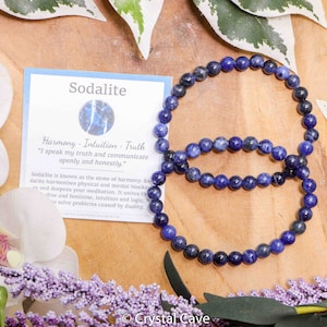 Sodalite Bracelet / Round Beads 4mm High Grade Quality Genuine Natural Gemstone Stone Beaded Jewelry Men Women Crystal Bead Gem Rock Blue