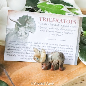 Soapstone Triceratops - Spirit Animal Totem Power Gemstone Crystal Stone Sculpture Altar Natural Decoration Interior Gift Carving Dinosaur