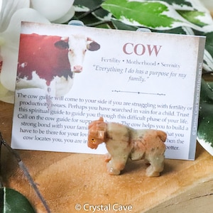 Soapstone Cow - Spirit Animal Totem Power Gemstone Crystal Stone Statue Home Sculpture Altar Natural Decoration Interior Gift Carving Peru