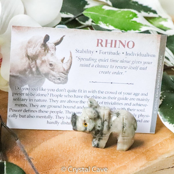 Soapstone Rhino - Spirit Animal Totem Power Gemstone Crystal Stone Statue Home Sculpture Altar Natural Decoration Interior Gift Carving Peru